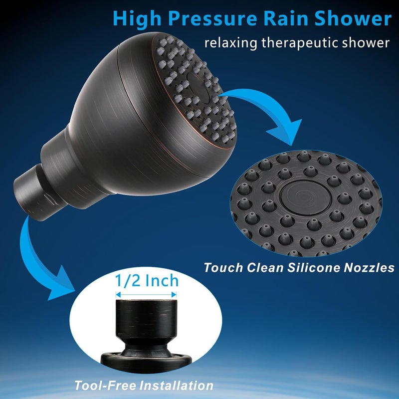 Nuodan High Pressure Shower Head - Powerful Bathroom Pressure Boosting Showerhead - Perfect Universal Replacement for Rain Shower Heads(Oil Rubbed Bronze) - Image 4
